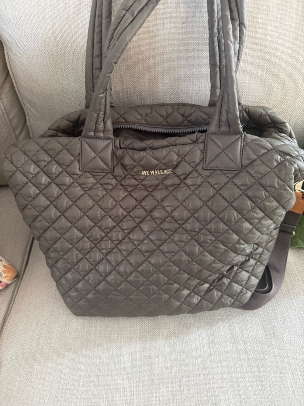 MZ Wallace Quilted Large Metro Tote in Charcoal Gray - Picture 5 of 6